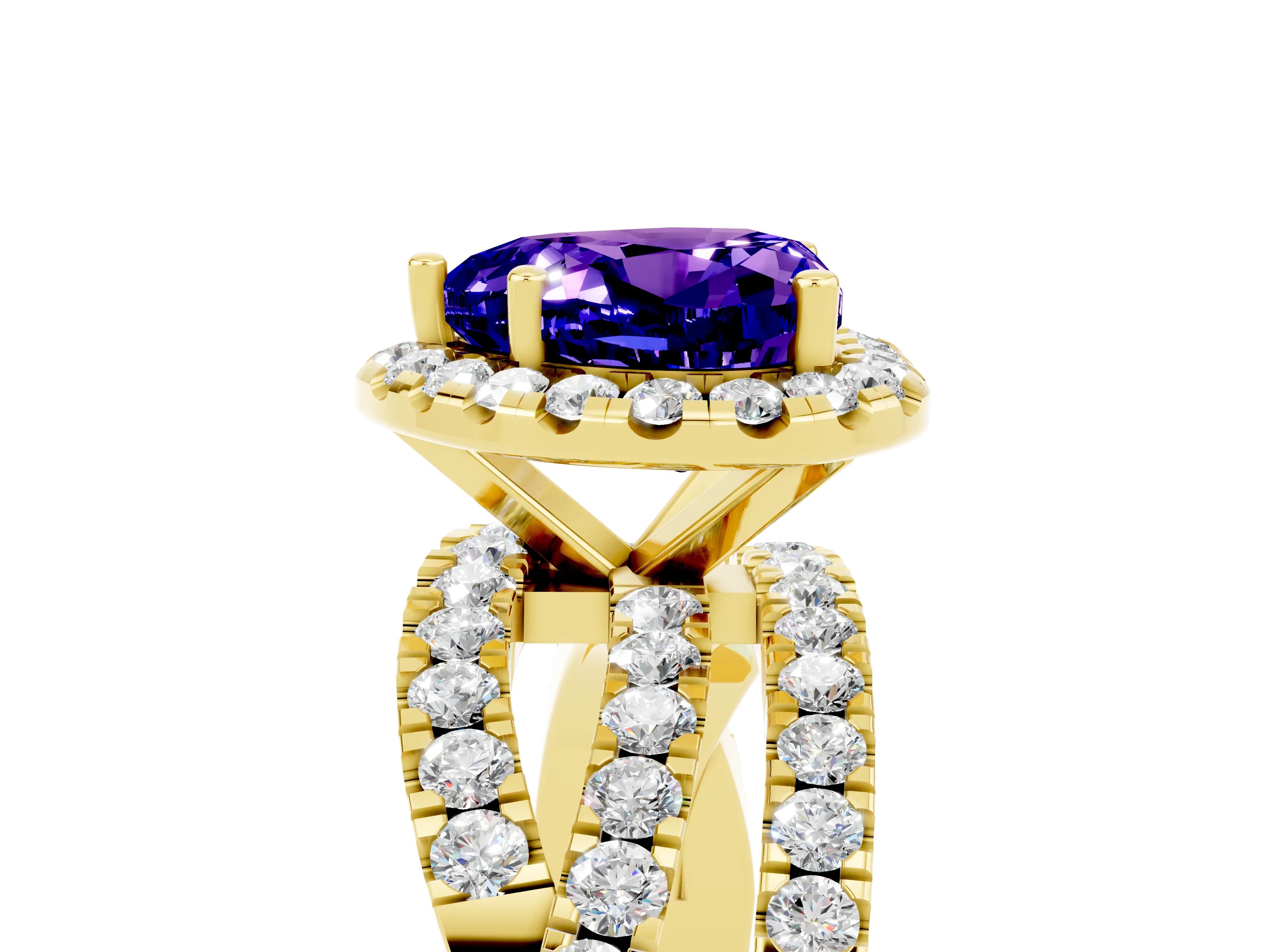 Yellow gold Heart Cut Cut Halo Split Shank Prong Setting Ring_17