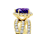 Yellow gold Heart Cut Cut Halo Split Shank Prong Setting Ring_17