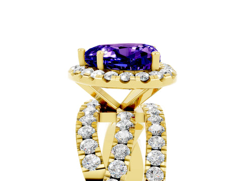 Yellow gold Heart Cut Cut Halo Split Shank Prong Setting Ring_17