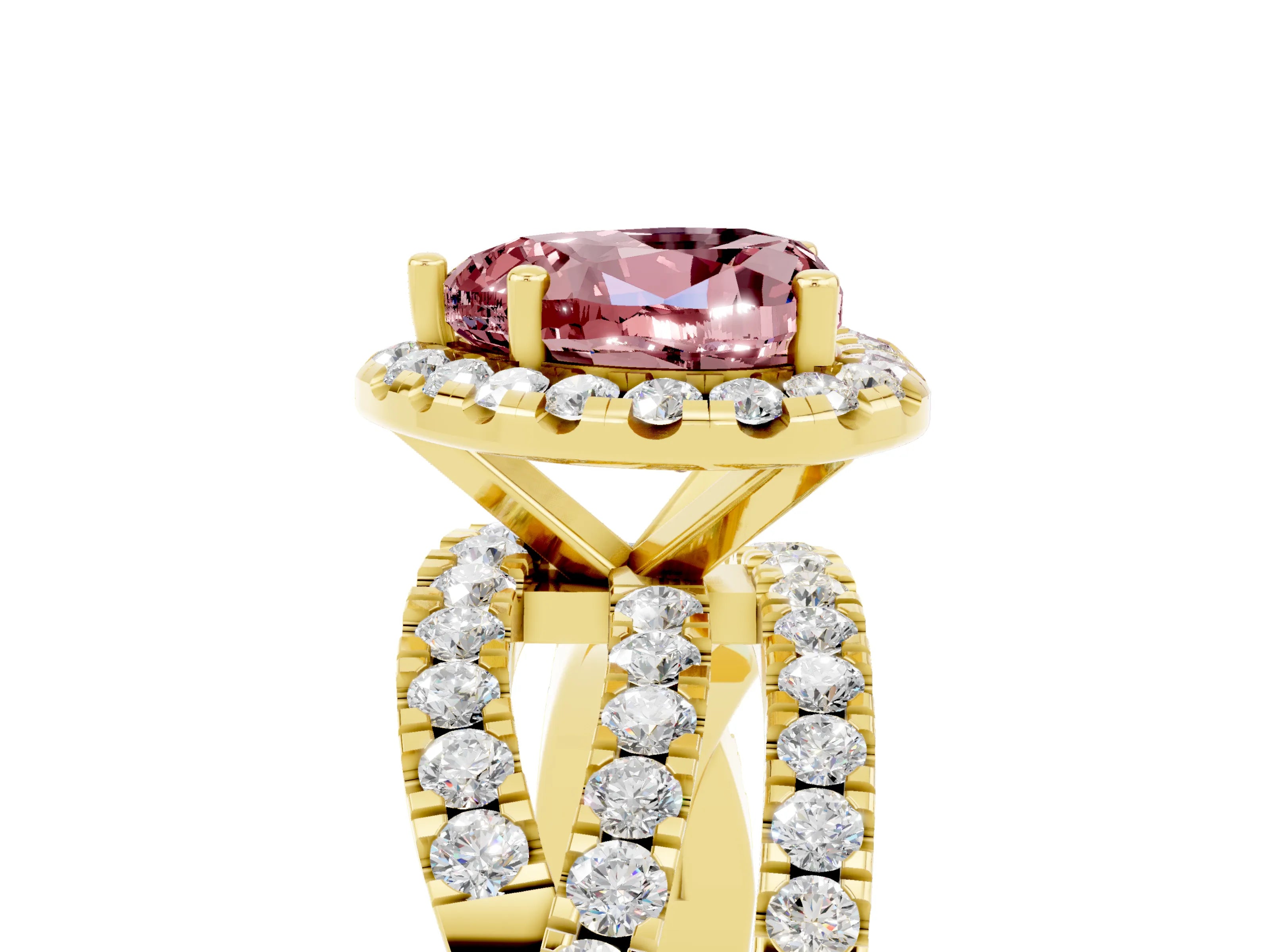 Yellow gold Heart Cut Cut Halo Split Shank Prong Setting Ring_17