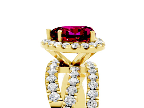 Yellow gold Heart Cut Cut Halo Split Shank Prong Setting Ring_17
