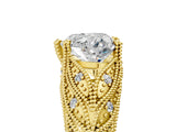 Yellow gold Heart Cut Cut Milgrain Pave Diamond Engagement Ring with Four-Prong Setting_8