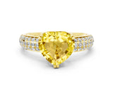 Yellow gold Heart Cut Cut Pave Diamond Engagement Ring with Channel Set Band and Four-Prong Setting