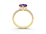 Yellow gold Heart Cut Cut Pave Diamond Engagement Ring with Channel Set Band and Four-Prong Setting_3