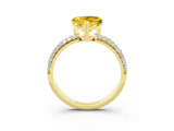 Yellow gold Heart Cut Cut Pave Diamond Engagement Ring with Channel Set Band and Four-Prong Setting_3