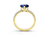 Yellow gold Heart Cut Cut Pave Diamond Engagement Ring with Channel Set Band and Four-Prong Setting_3
