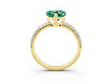 Yellow gold Heart Cut Cut Pave Diamond Engagement Ring with Channel Set Band and Four-Prong Setting_3