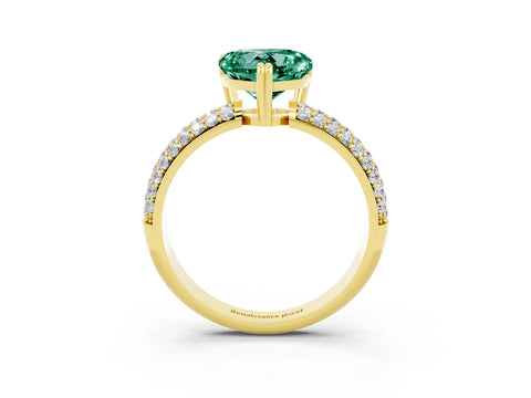 Yellow gold Heart Cut Cut Pave Diamond Engagement Ring with Channel Set Band and Four-Prong Setting_3