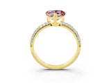 Yellow gold Heart Cut Cut Pave Diamond Engagement Ring with Channel Set Band and Four-Prong Setting_3
