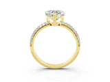 Yellow gold Heart Cut Cut Pave Diamond Engagement Ring with Channel Set Band and Four-Prong Setting_3