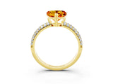 Yellow gold Heart Cut Cut Pave Diamond Engagement Ring with Channel Set Band and Four-Prong Setting_3