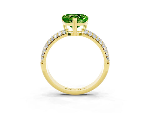 Yellow gold Heart Cut Cut Pave Diamond Engagement Ring with Channel Set Band and Four-Prong Setting_3