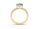 Yellow gold Heart Cut Cut Pave Diamond Engagement Ring with Channel Set Band and Four-Prong Setting_3