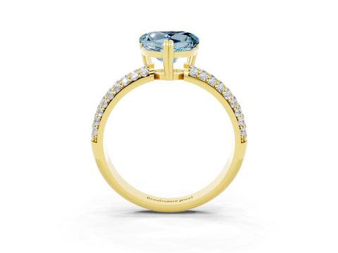 Yellow gold Heart Cut Cut Pave Diamond Engagement Ring with Channel Set Band and Four-Prong Setting_3