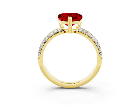 Yellow gold Heart Cut Cut Pave Diamond Engagement Ring with Channel Set Band and Four-Prong Setting_3
