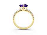 Yellow gold Heart Cut Cut Pave Diamond Engagement Ring with Channel Set Band and Four-Prong Setting_3