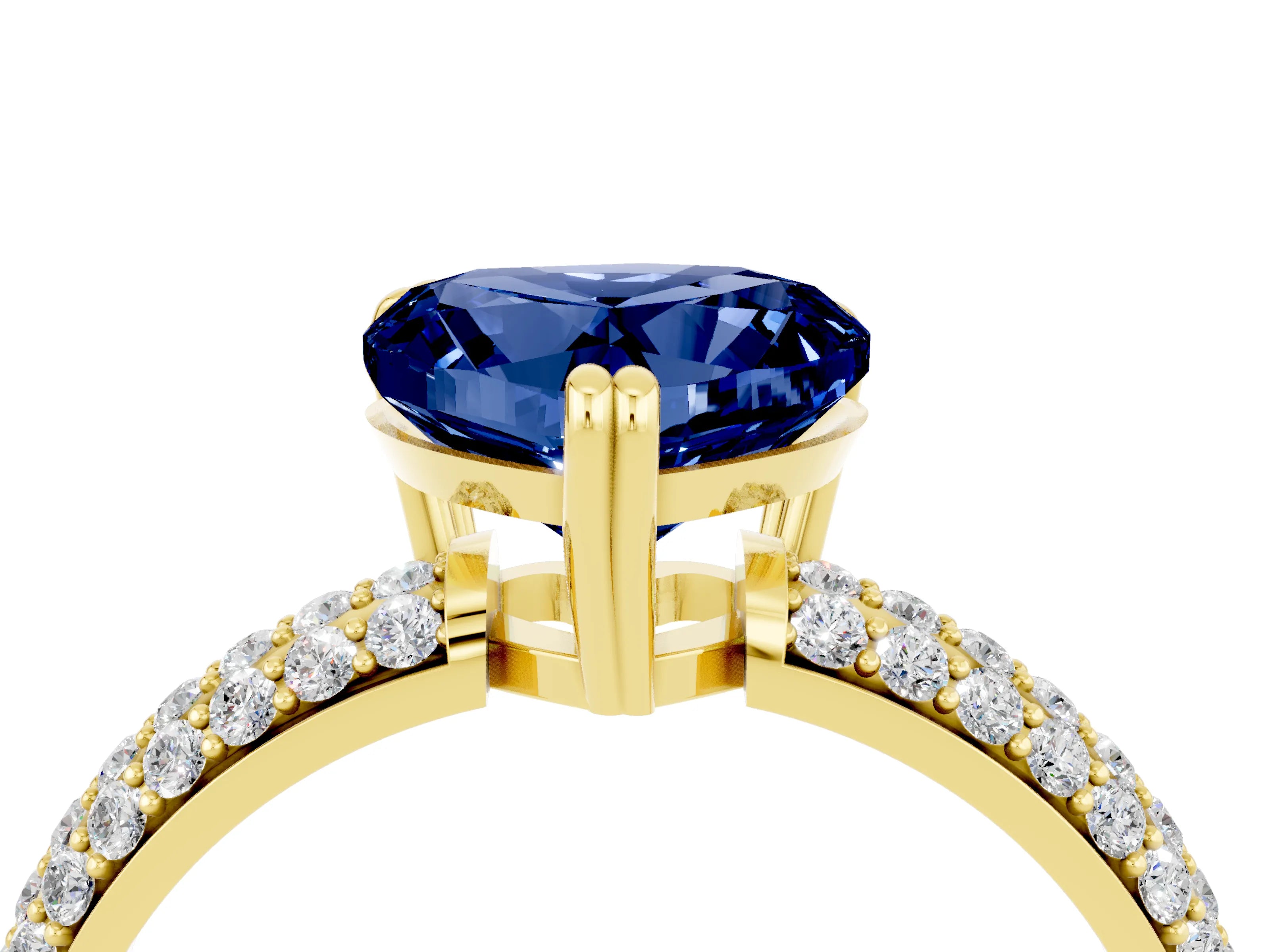 Yellow gold Heart Cut Cut Pave Diamond Engagement Ring with Channel Set Band and Four-Prong Setting_4