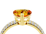 Yellow gold Heart Cut Cut Pave Diamond Engagement Ring with Channel Set Band and Four-Prong Setting_4