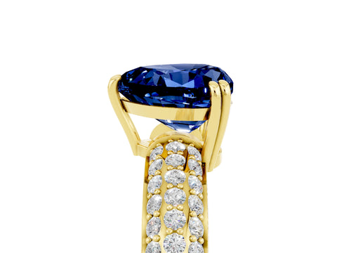 Yellow gold Heart Cut Cut Pave Diamond Engagement Ring with Channel Set Band and Four-Prong Setting_5
