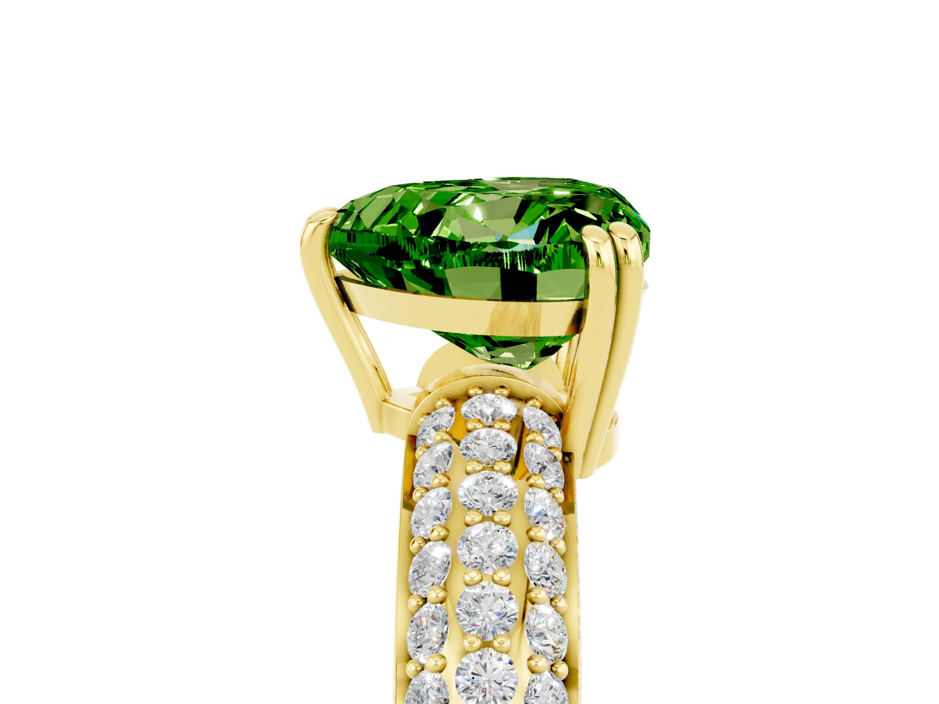 Yellow gold Heart Cut Cut Pave Diamond Engagement Ring with Channel Set Band and Four-Prong Setting_5