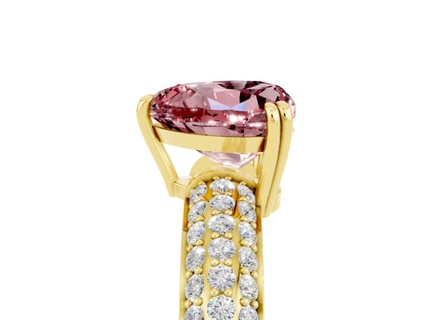 Yellow gold Heart Cut Cut Pave Diamond Engagement Ring with Channel Set Band and Four-Prong Setting_5