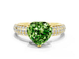 Yellow gold Heart Cut Cut Pave Diamond Engagement Ring with Channel Set Band and Four-Prong Setting