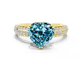 Yellow gold Heart Cut Cut Pave Diamond Engagement Ring with Channel Set Band and Four-Prong Setting