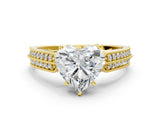 Yellow gold Heart Cut Cut Pave Split Shank Engagement Ring with Four-Prong Setting_15