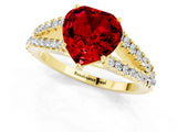 Yellow gold Heart Cut Cut Split Shank Pave Diamond Engagement Ring with Four-Prong Setting_1