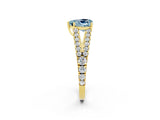 Yellow gold Heart Cut Cut Split Shank Pave Diamond Engagement Ring with Four-Prong Setting_2