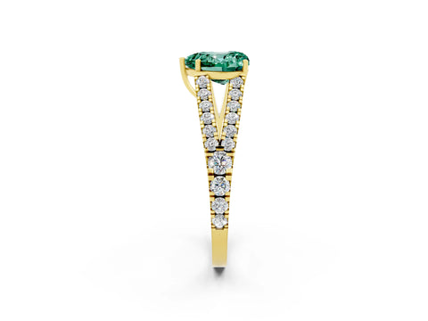 Yellow gold Heart Cut Cut Split Shank Pave Diamond Engagement Ring with Four-Prong Setting_2