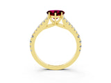 Yellow gold Heart Cut Cut Split Shank Pave Diamond Engagement Ring with Four-Prong Setting_3