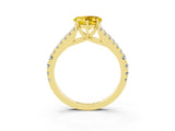 Yellow gold Heart Cut Cut Split Shank Pave Diamond Engagement Ring with Four-Prong Setting_3