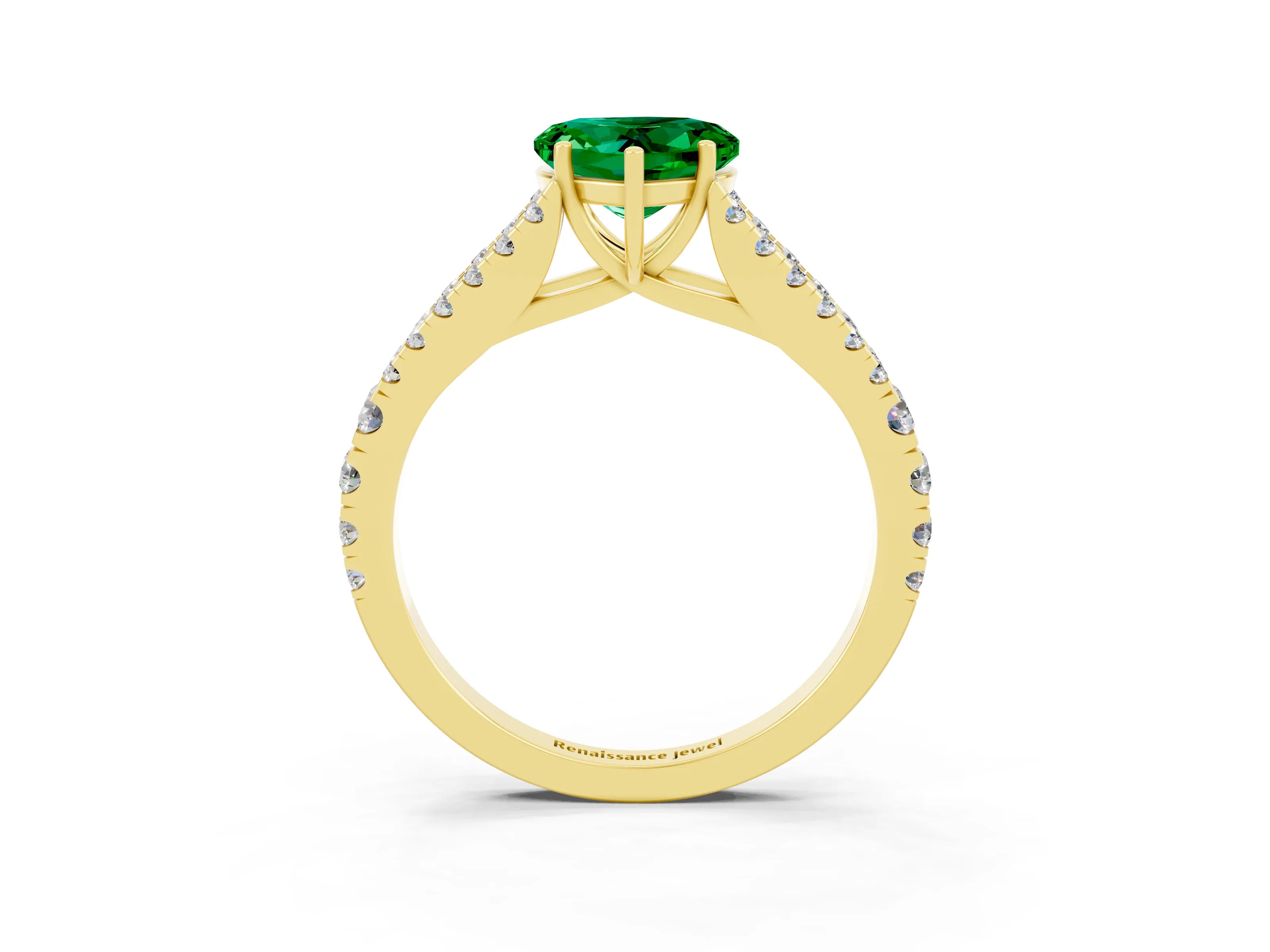 Yellow gold Heart Cut Cut Split Shank Pave Diamond Engagement Ring with Four-Prong Setting_3