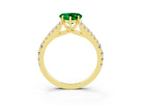 Yellow gold Heart Cut Cut Split Shank Pave Diamond Engagement Ring with Four-Prong Setting_3