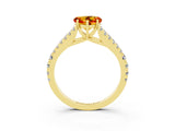 Yellow gold Heart Cut Cut Split Shank Pave Diamond Engagement Ring with Four-Prong Setting_3