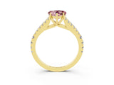 Yellow gold Heart Cut Cut Split Shank Pave Diamond Engagement Ring with Four-Prong Setting_3