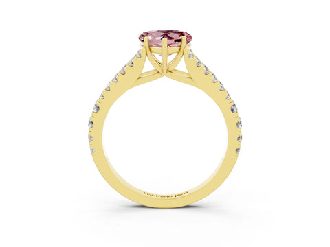 Yellow gold Heart Cut Cut Split Shank Pave Diamond Engagement Ring with Four-Prong Setting_3