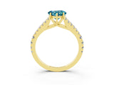 Yellow gold Heart Cut Cut Split Shank Pave Diamond Engagement Ring with Four-Prong Setting_3
