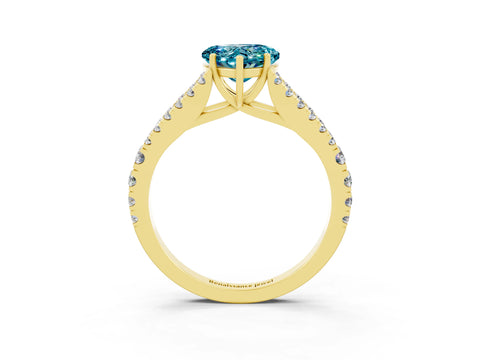 Yellow gold Heart Cut Cut Split Shank Pave Diamond Engagement Ring with Four-Prong Setting_3
