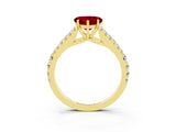 Yellow gold Heart Cut Cut Split Shank Pave Diamond Engagement Ring with Four-Prong Setting_3