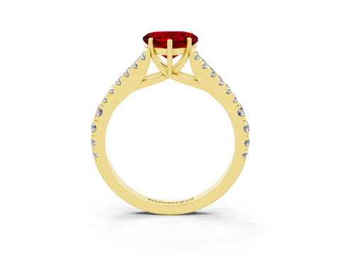 Yellow gold Heart Cut Cut Split Shank Pave Diamond Engagement Ring with Four-Prong Setting_3