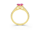 Yellow gold Heart Cut Cut Split Shank Pave Diamond Engagement Ring with Four-Prong Setting_3