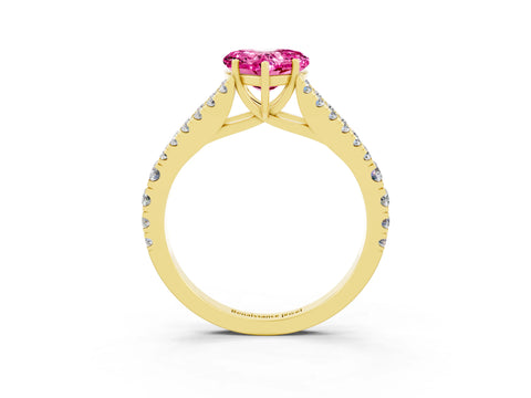 Yellow gold Heart Cut Cut Split Shank Pave Diamond Engagement Ring with Four-Prong Setting_3