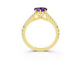 Yellow gold Heart Cut Cut Split Shank Pave Diamond Engagement Ring with Four-Prong Setting_3