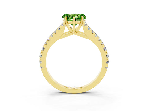 Yellow gold Heart Cut Cut Split Shank Pave Diamond Engagement Ring with Four-Prong Setting_3