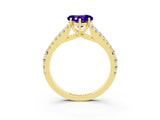 Yellow gold Heart Cut Cut Split Shank Pave Diamond Engagement Ring with Four-Prong Setting_3
