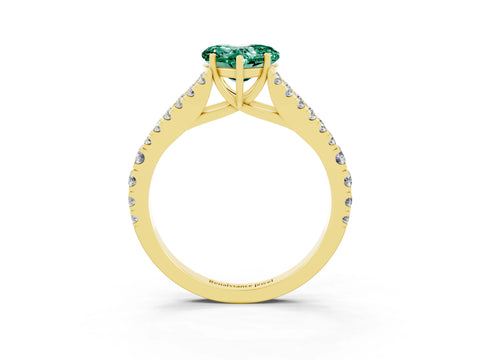 Yellow gold Heart Cut Cut Split Shank Pave Diamond Engagement Ring with Four-Prong Setting_3