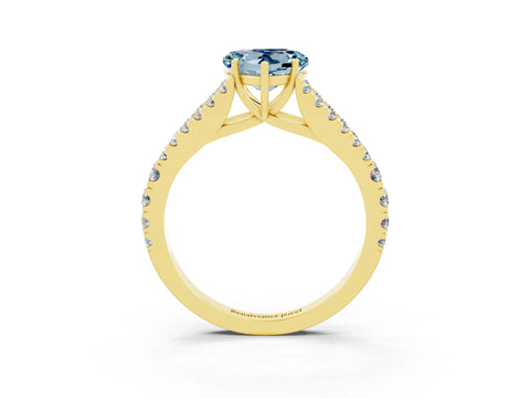 Yellow gold Heart Cut Cut Split Shank Pave Diamond Engagement Ring with Four-Prong Setting_3
