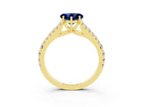 Yellow gold Heart Cut Cut Split Shank Pave Diamond Engagement Ring with Four-Prong Setting_3
